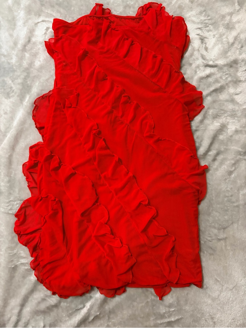 Amazon Red Ruffled Mini Dress - Picture 2 of 3